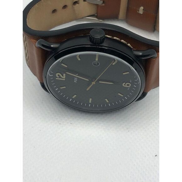 Fossil FS5524 Unisex Brown Leather Analog Black Dial Quartz Genuine Watch HO338 - Picture 6 of 9